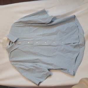 Arrow White, Blue and Green Plaid Button Down Short Sleeved Shirt